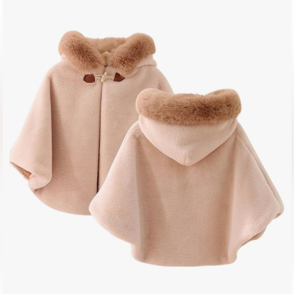 Burdorme Kids Ivory Cape with Brown Fur Trim
